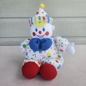 Eden Wind-Up Musical Circus Clown Plush 13" Vintage Stain White Multicolor